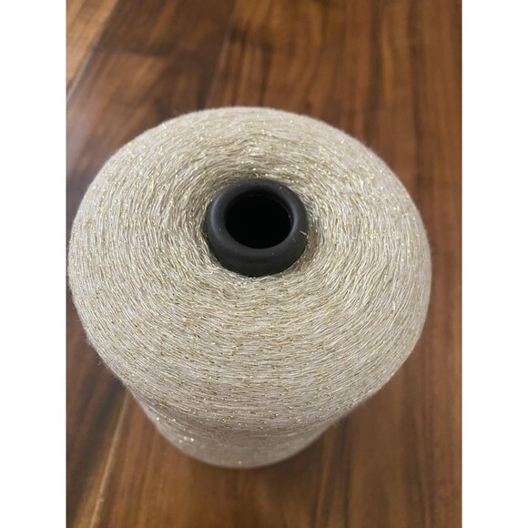 Cone Yarn Light Beige Gold Glitter Thread Craft Clothes 640g Very Fine #279 - Picture 2 of 4